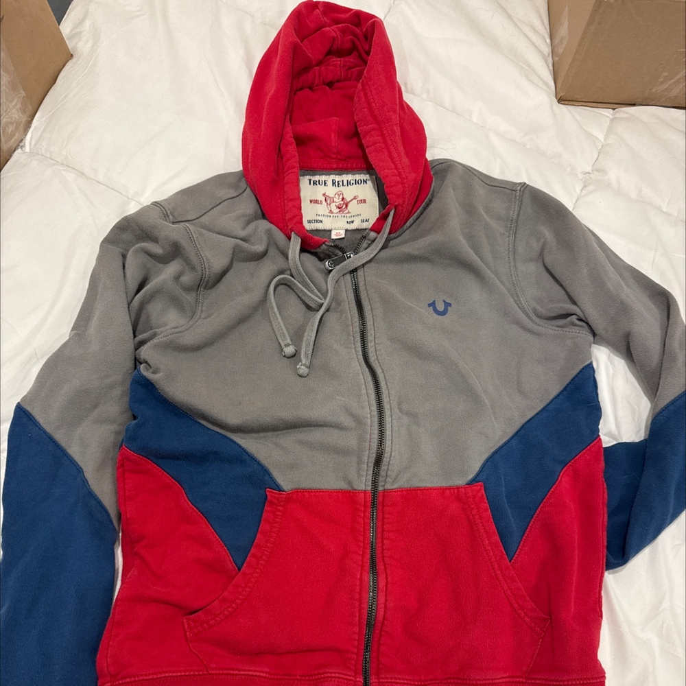 True Religion Color block Zip Hoodie Small